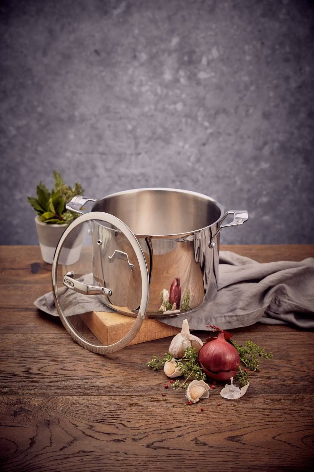 Stellar 6L Uncoated Stainless Steel Stockpot with Glass Lid, Metallic Silver, Diameter: 24 cm – 2