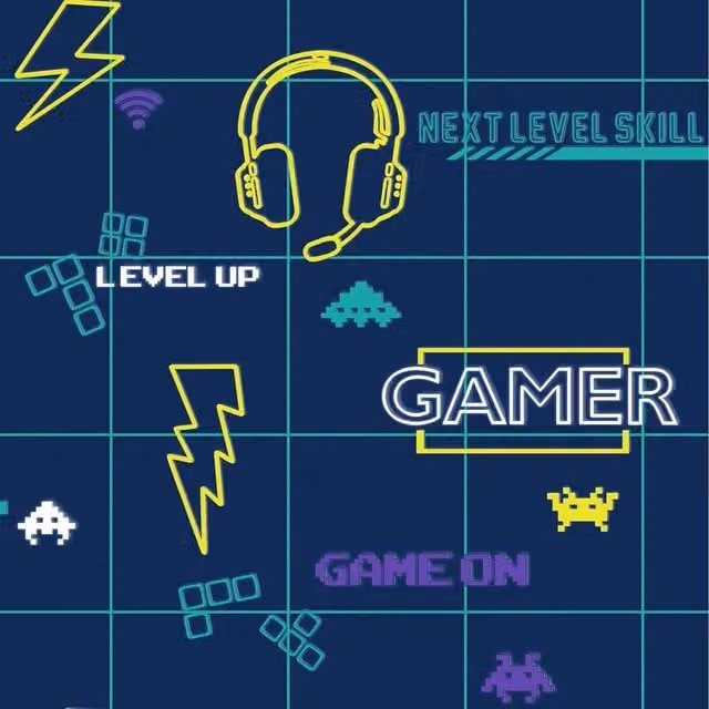 Holden Decor Retro Gamer Geometric Wallpaper in Blue and Yellow