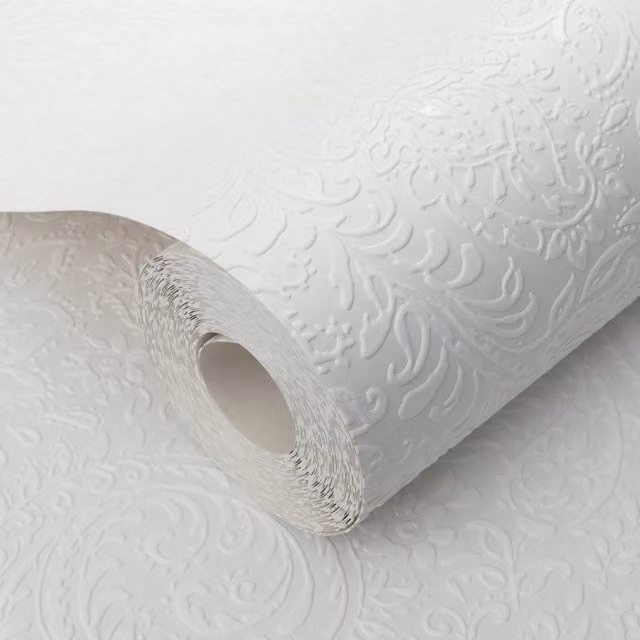 Erismann White Victorian Floral Botanical Paintable Wallpaper Roll