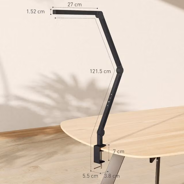 HOMCOM LED Tabletop Desk Lamp with Touch Control and 2 Colour Modes, Black