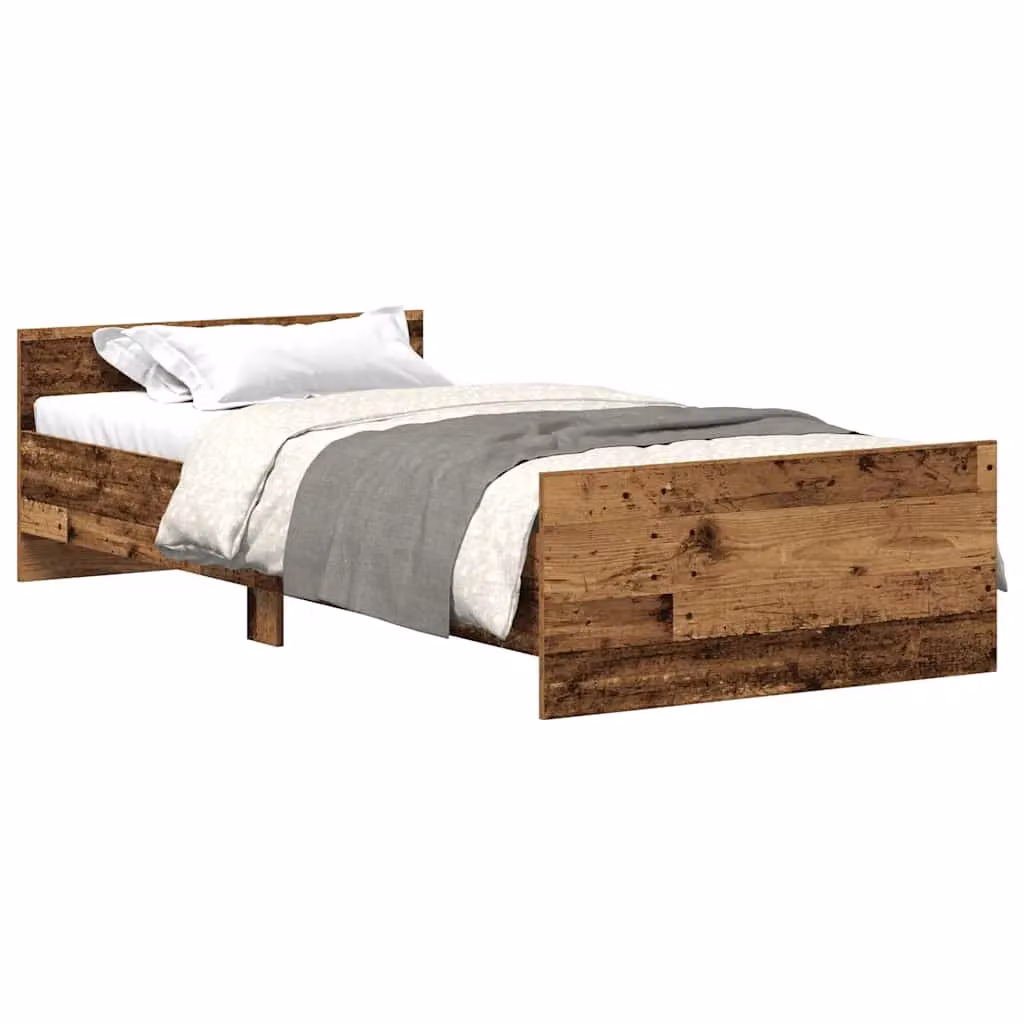 Berkfield Home Bed Frame in Old Wood Brown, Engineered Wood with Lift Up Base, W/D/H: 190 x 75 x 50 cm – 2