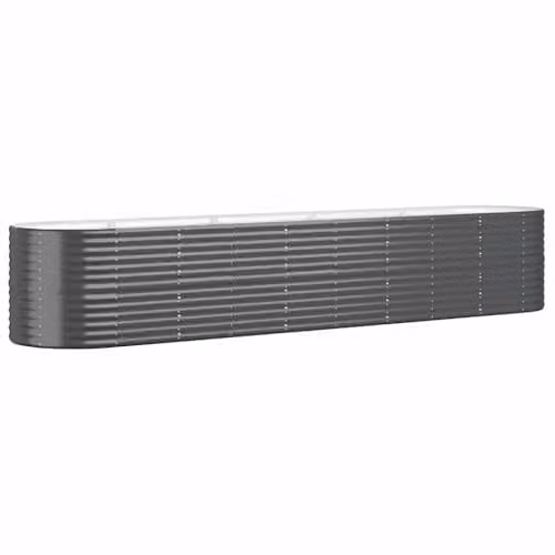 vidaXL Powder-coated Steel Oval Raised Bed Planter for Vegetables, Herbs and Flowers, Anthracite, W/D/H: 368 x 80 x 68 cm