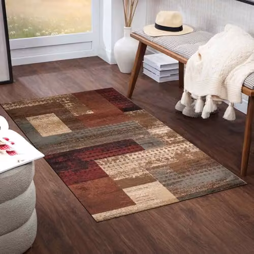 Livabliss Licourt Abstract Modern Runner Rug, Multicolour (Brown, Red, Grey), W/D/H: 60 x 225 cm