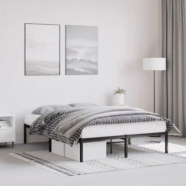 Berkfield Home Metal Bed Frame in Black, W/D/H: 140 x 190 cm – 1