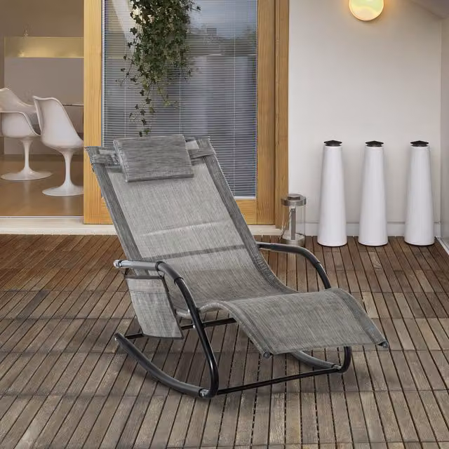 Outsunny Modern Breathable Mesh Rocking Chair in Dark Grey