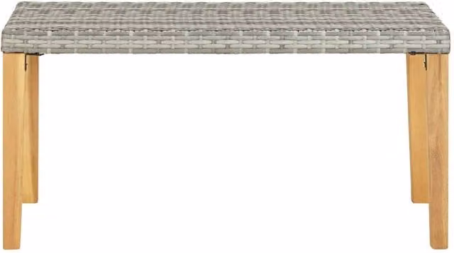 Berkfield Home Grey Poly Rattan and Solid Acacia Wood Garden Bench, Width: 120 cm