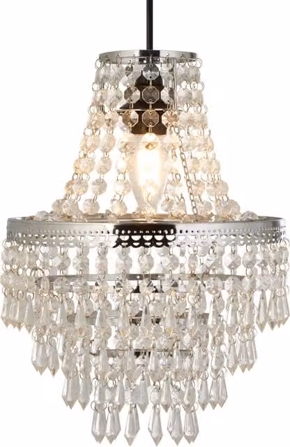 Danity Small Empire Easy Fit Crystal Drop Pendant Light in Silver