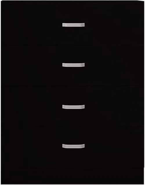 KORVIXA Tunis 4 Drawer Chest of Drawers in Matt Black, W/D/H: 100 x 100 x 100 cm – 1