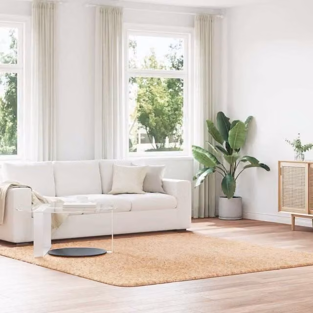 Berkfield Home NAVARRA Shaggy High Pile Rug, Beige, W/D/H: 240 x 240 x 1 cm, Polyester – 1
