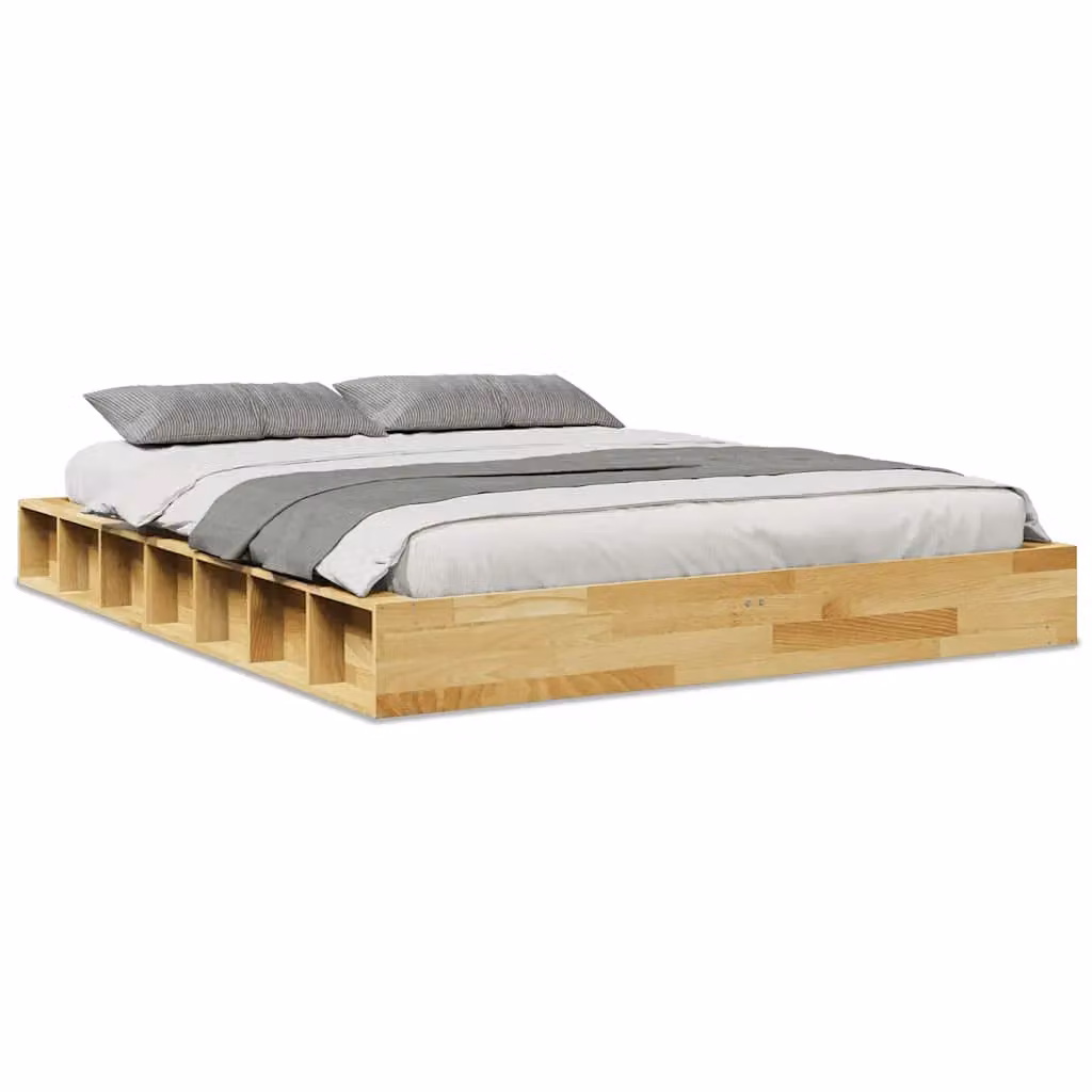 Berkfield Home Solid Wood Oak Bed Frame in Brown, W: 160 cm, D: 200 cm – 2