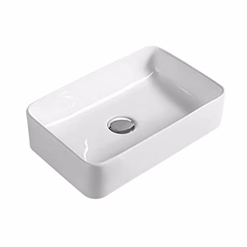 Nuie NBV179 Rectangular Ceramic Countertop Bathroom Sink Basin, White, W: 36.5 cm, D: 23.5 cm, H: 12.0 cm