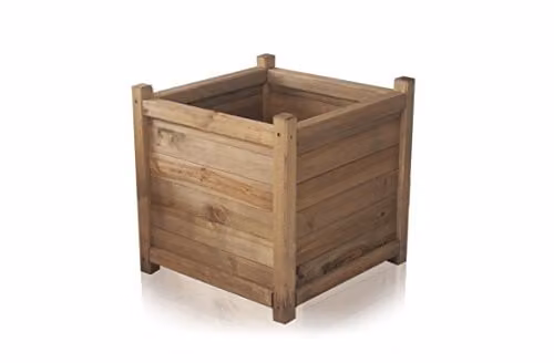 Primrose Liz Frances Wooden Tapered Pine Planter Raised Cube Garden Pot in Brown and Beige, 55 cm – 3