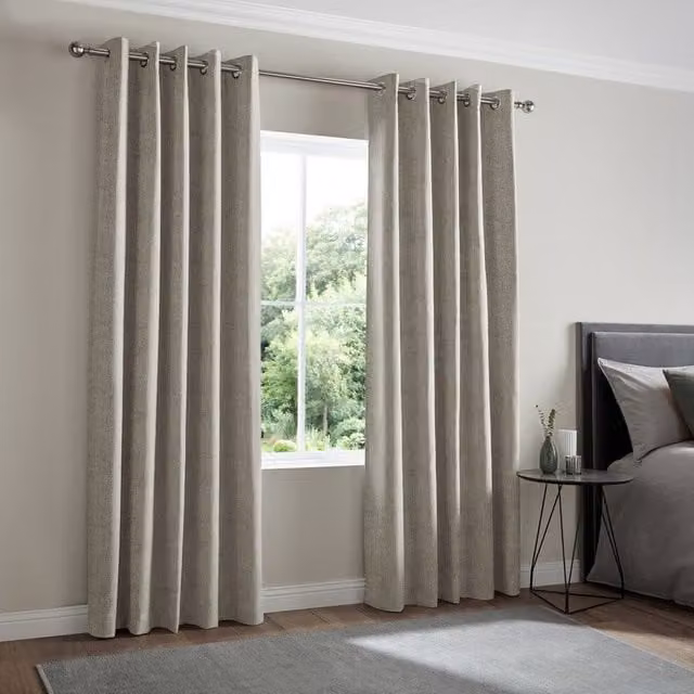 Terrys Lugano Made to Measure Blackout Fabric Curtain Panel with Eyelets in Grey or Beige