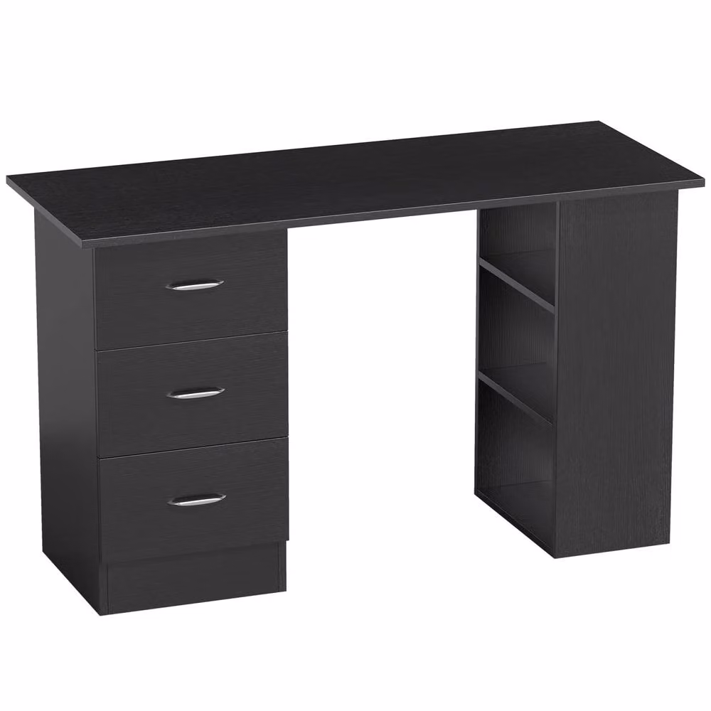 Wyld Haus Tonosa Black Wooden Writing Desk with 3 Shelves and 3 Drawers, Width: 120 cm – 2
