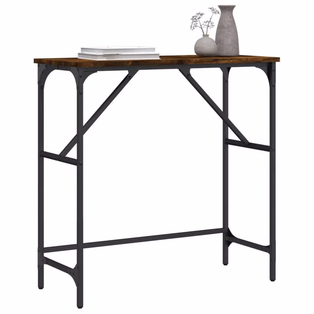 Berkfield Home Smoked Oak Console Table in Brown, W/D/H: 75 x 32 x 75 cm – 3
