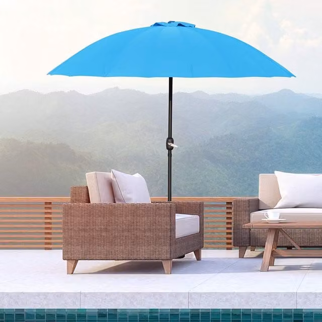 Outsunny 2.6m Round Curved Adjustable Parasol in Blue