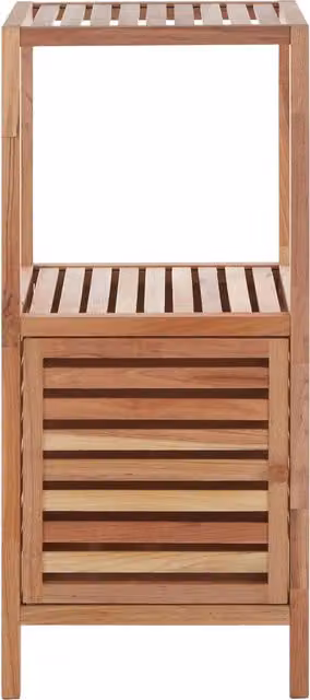 Orsina ARLA Two Tier Walnut Wood Bathroom Shelf Unit in Natural Brown