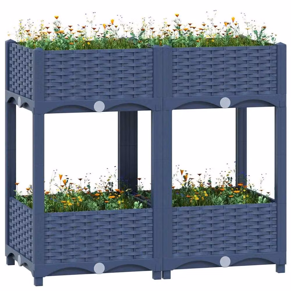 Berkfield Home Grey Polypropylene Raised Bed W: 80 cm, D: 40 cm, H: 71 cm – 2