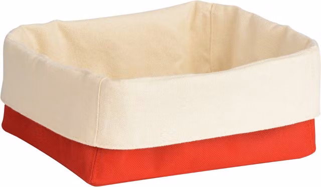 Orsina Foldable Small Bread Basket in Red and Cream Fabric