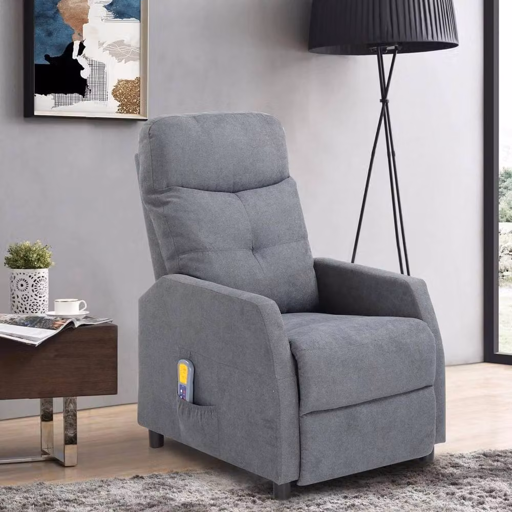 KORVIXA Grey Recliner Massage Sofa with 6-Point Massage and Heating, W/D/H: 100 x 100 x 100 cm – 3