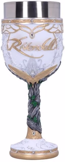 Nemesis Now Lord of the Rings Rivendell Resin Goblet in Green, White, Gold and Silver, Height: 19.5 cm