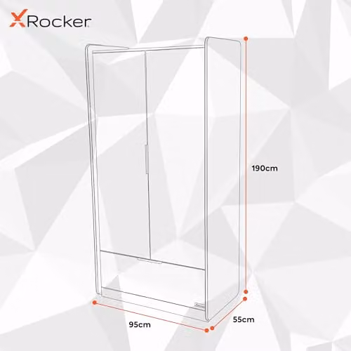X Rocker Electra 2 Door Wardrobe with Integrated LED Lights and Storage Shelves, Black – 4