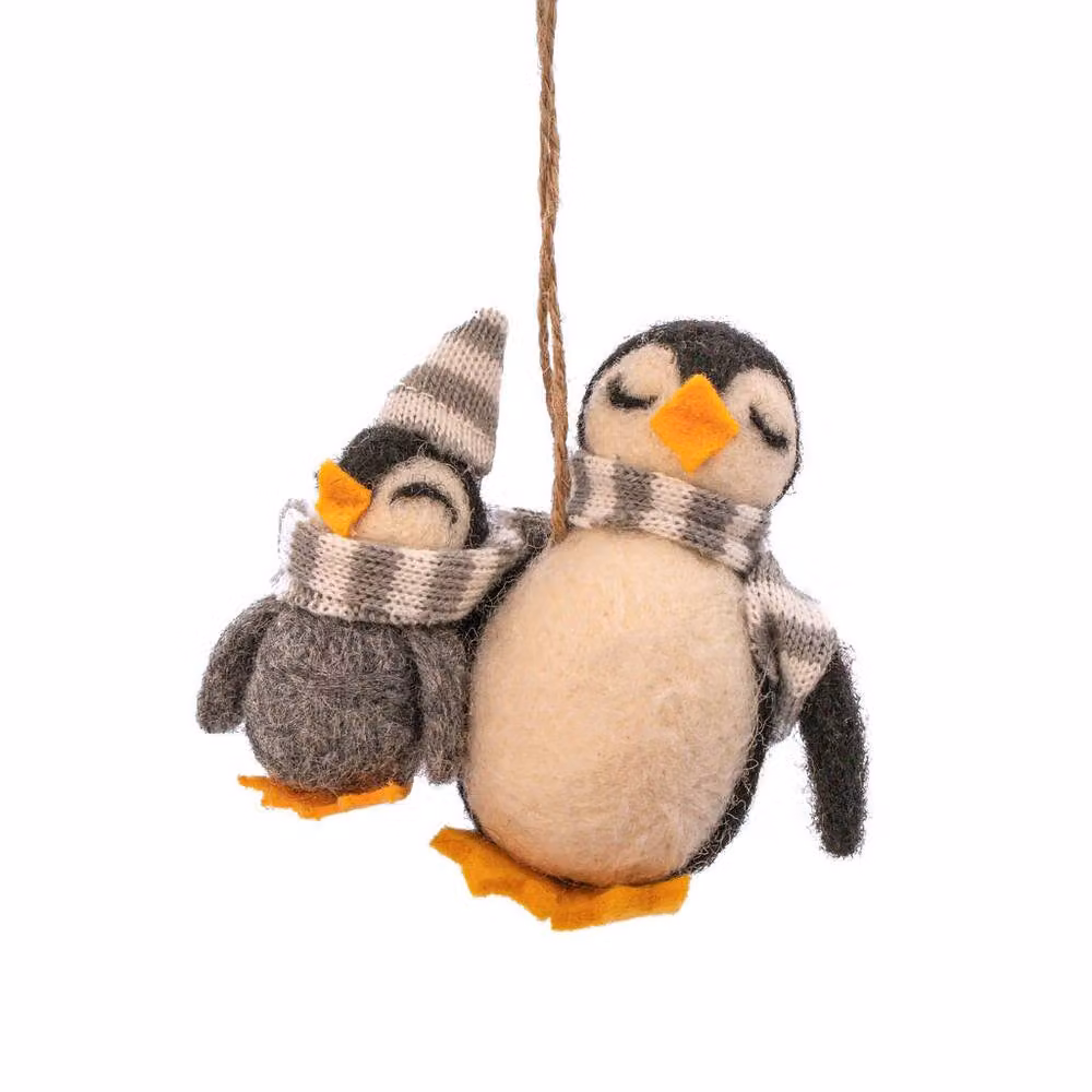 The Alphabet Gift Shop Mummy & Me Penguin Christmas Hanging Decoration in Grey – 2