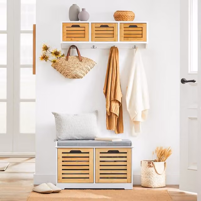 SoBuy Modern Shoe Rack in White and Yellow
