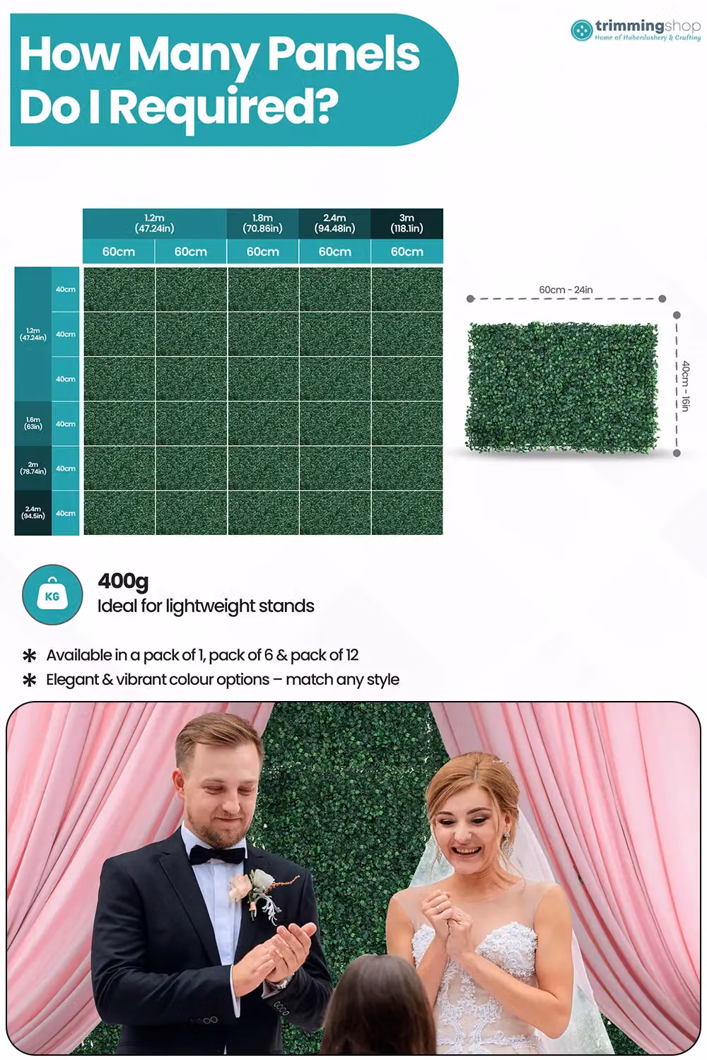 Neel Blue Green Artificial Grass Hedge Panels for Wall Backdrop – 2