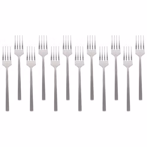Argon Tableware Silver Stainless Steel Cake Forks, Pack of 12