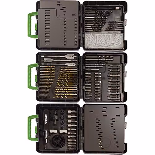 MYLEK 204 Piece HSS Drill Bit and Screwdriver Accessory Set in Black and Grey with Carry Case – 4