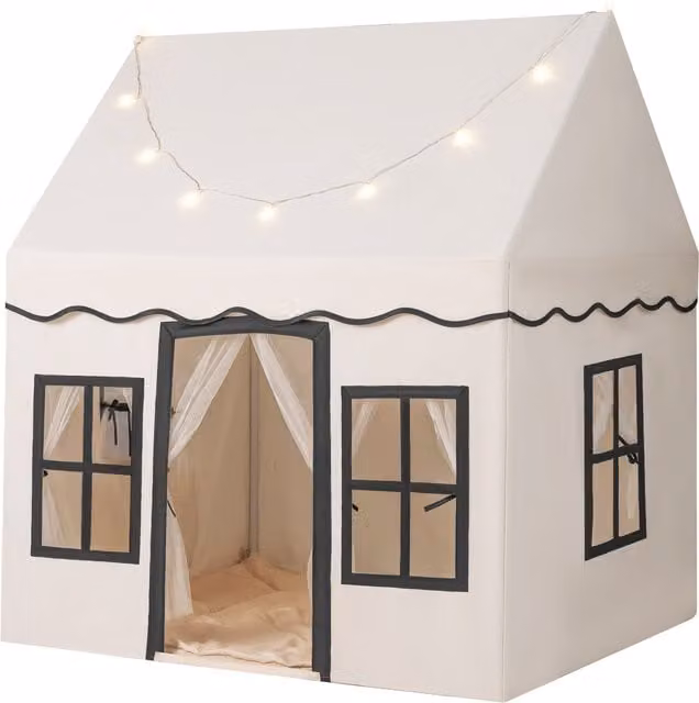 COSTWAY Indoor Kids Playhouse in Beige and Black