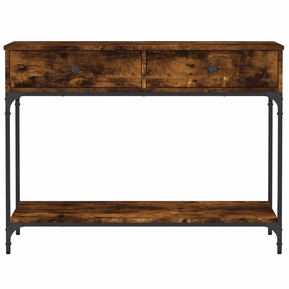 Berkfield Home Smoked Oak Console Table in Brown, W/D/H: 100 x 34.5 x 75 cm – 4