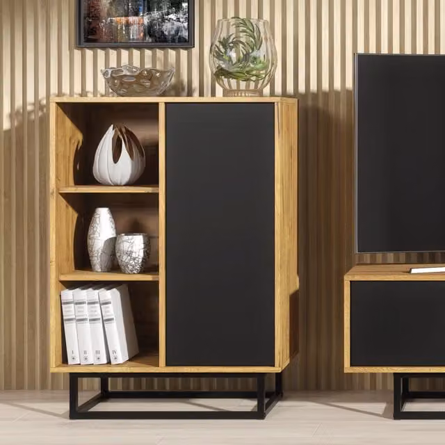Creative Furniture Elysian Sideboard in Oak and Black, W: 100 cm, H: 70 cm, D: 35 cm