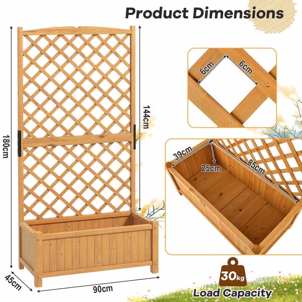 Costway Tall Standing Wooden Raised Garden Bed Planter in Brown – 4