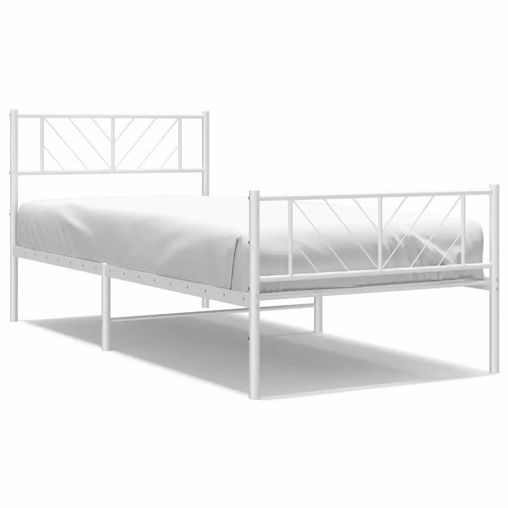 Berkfield Home Metal Bed Frame with Headboard and Footboard, White, W: 100 cm, L: 200 cm – 2