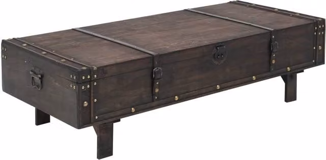 Berkfield Home Vintage Style Solid Wood Coffee Table in Brown, W: 120 cm, D: 55 cm, H: 35 cm