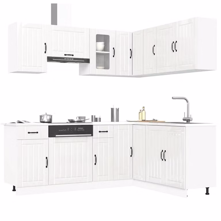 Berkfield Home Kalmar 11 Piece Gloss White Modern Kitchen Cabinet Set