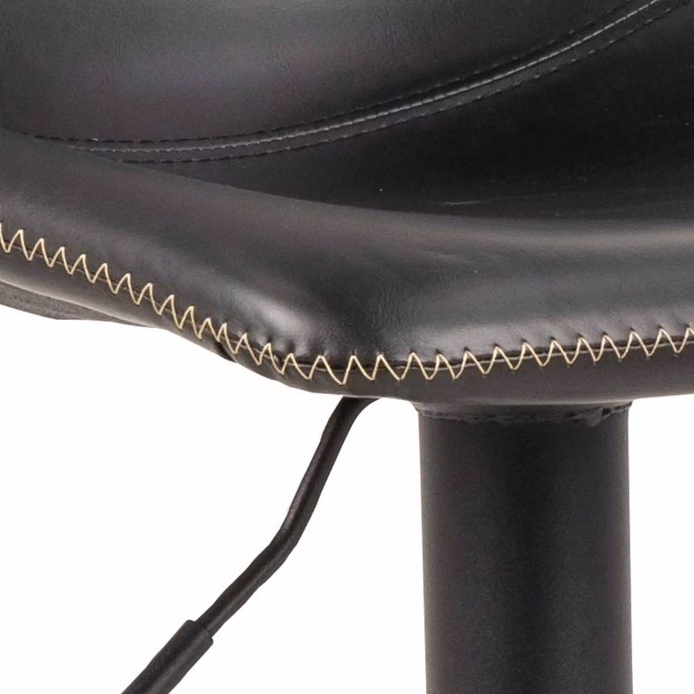 Wyld Haus Bogense Black and Beige Faux Leather Swivel Bar Stool with Geometric Zigzag Stitching – 3