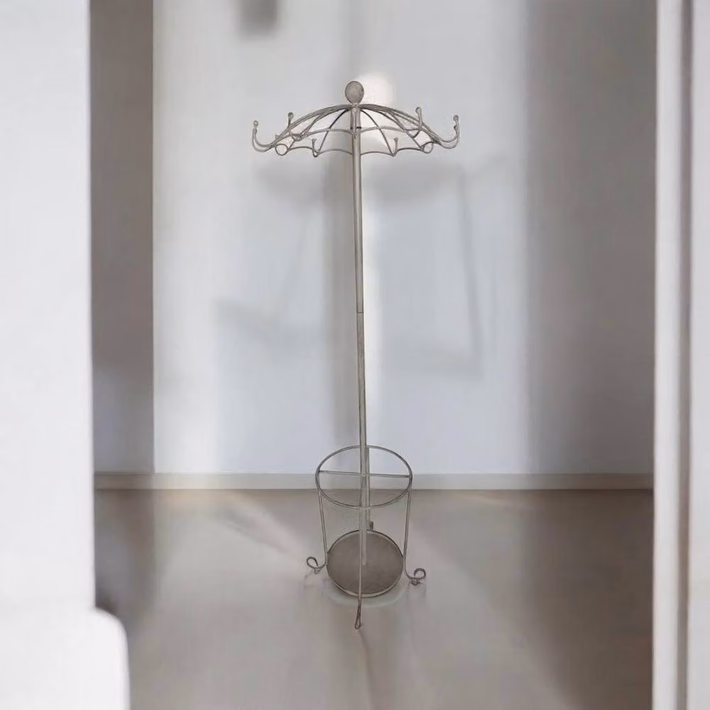 Minster Coat and Umbrella Stand in Distressed Metal, Beige, W: 56 cm, D: 56 cm, H: 172 cm – 2