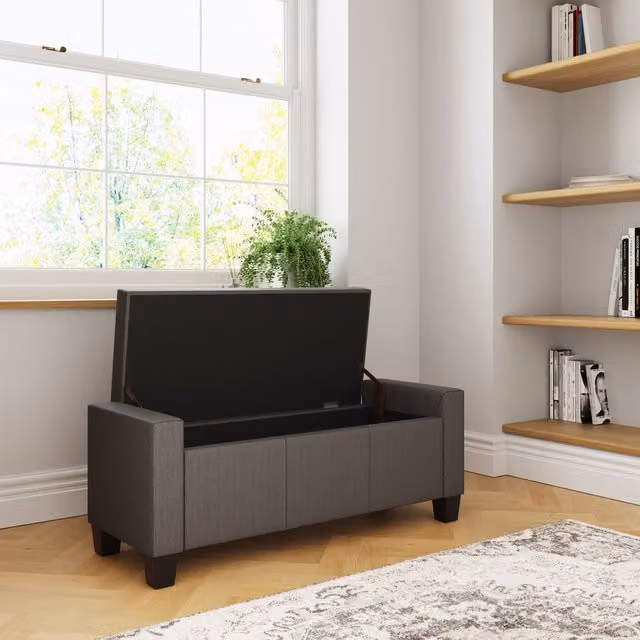 GFW Verona Grey Velvet Ottoman Storage Bench