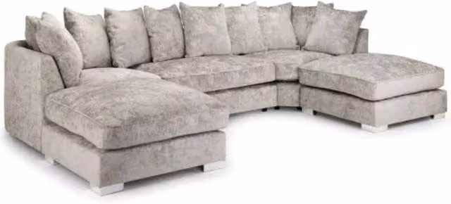 Snug Furniture Birmingham Ltd London U Shape Silver Scatterback Corner Sofa for 6 People