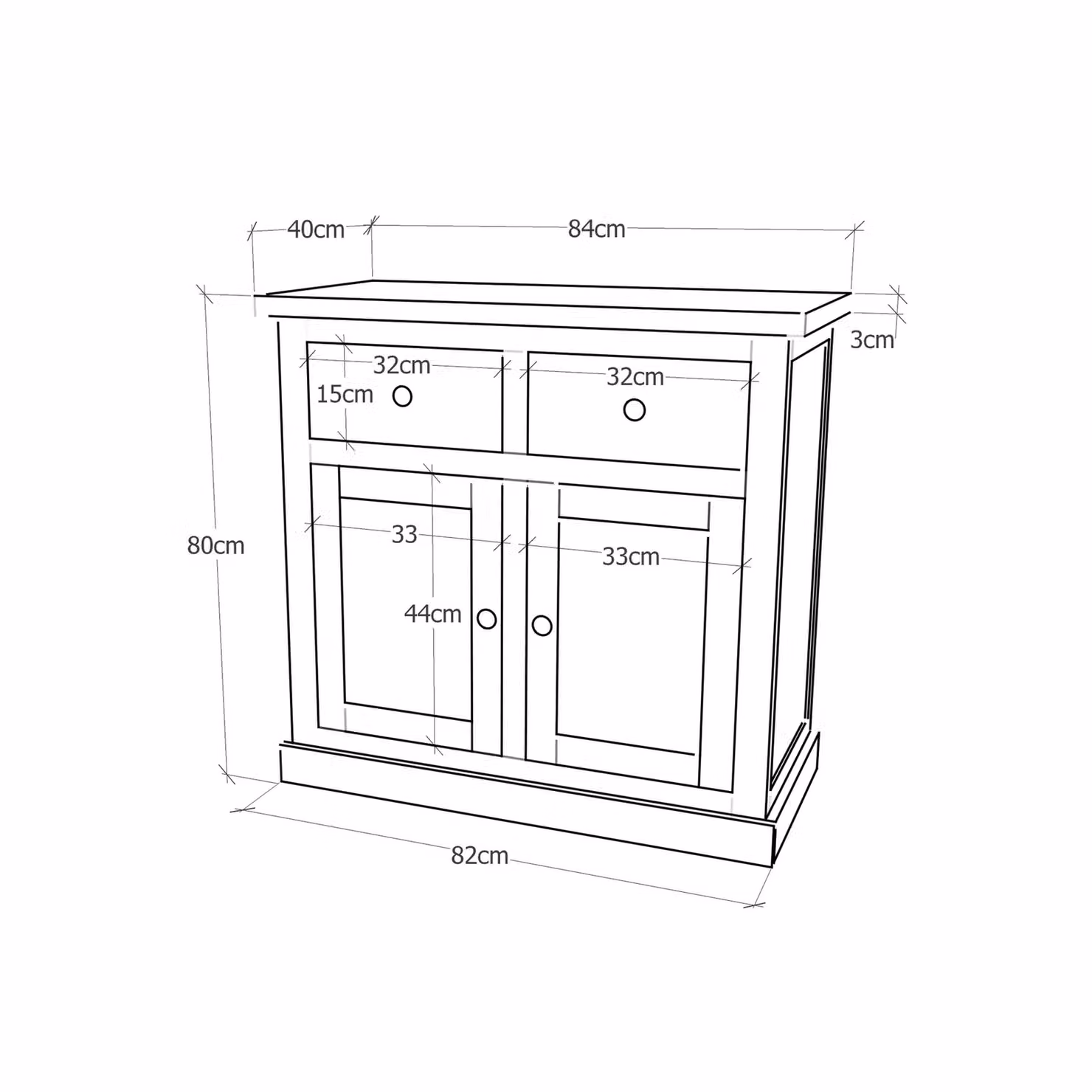 Cabinet Bits Rocca Grey 2 Door 2 Drawer Sideboard with Chrome Knobs – 2