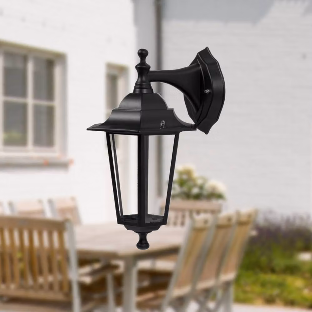 First Choice Lighting Cumbria Set of 2 Black IP44 Outdoor Downward Wall Lanterns with Transparent Glass – 3