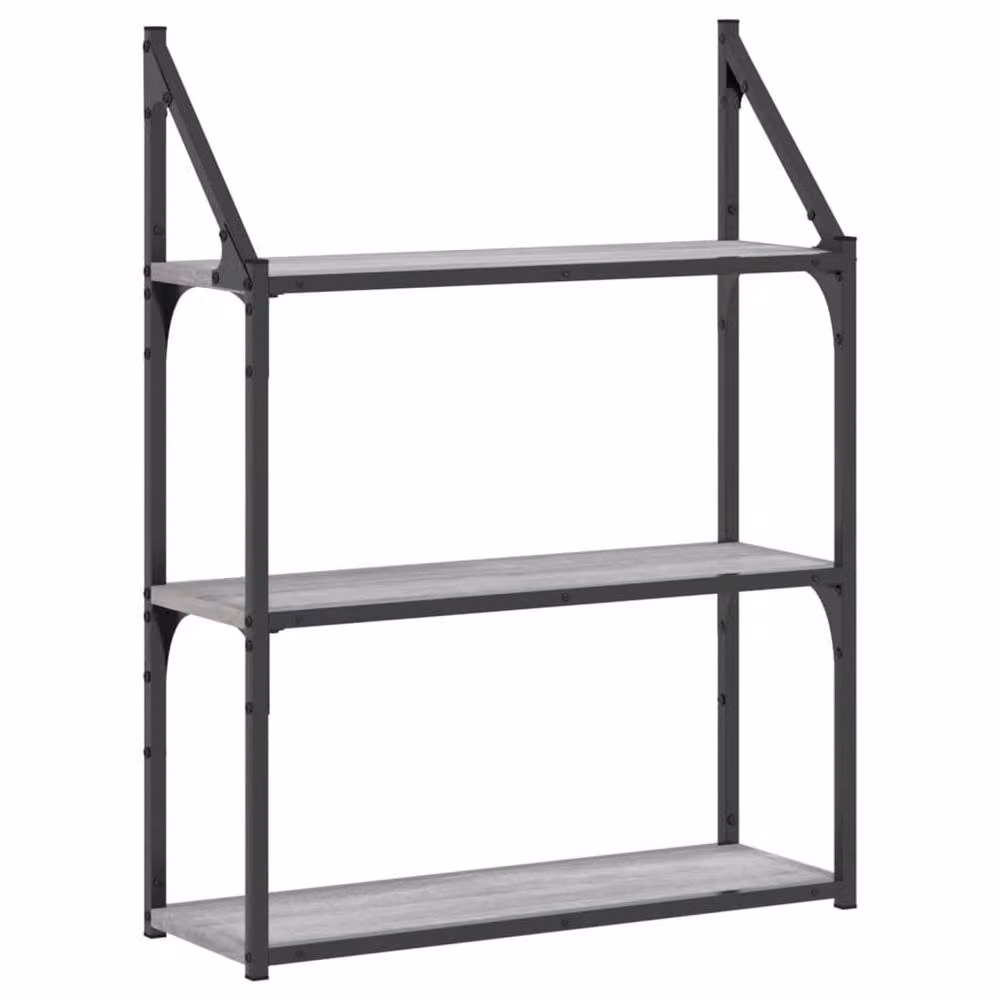 Berkfield Home 3-Tier Wall Mounted Industrial Shelf, Grey, W/D/H: 60 x 21 x 78.5 cm – 3