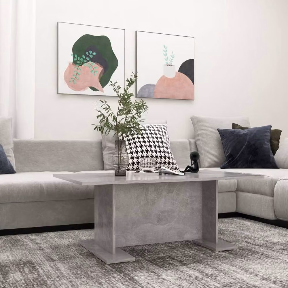 Berkfield Home Modern Rectangular Coffee Table in Concrete Grey, W: 103.5 cm, D: 60 cm, H: 40 cm – 2