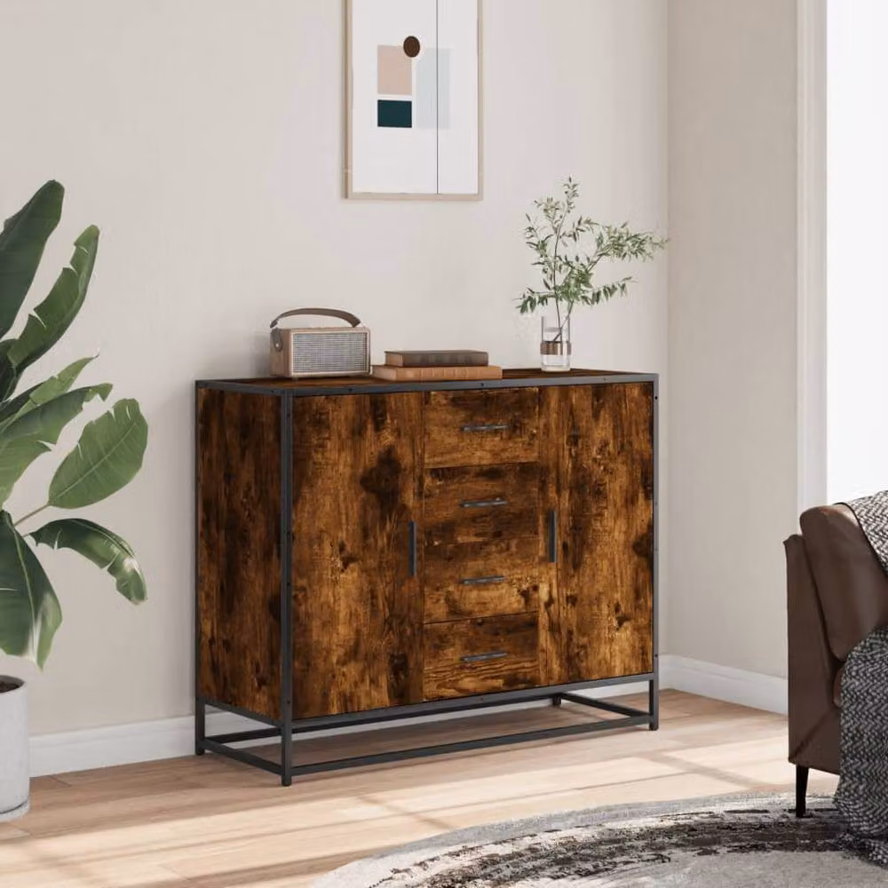 Berkfield Home Smoked Oak Sideboard in Brown, W/D/H: 92 x 35 x 76 cm – 3