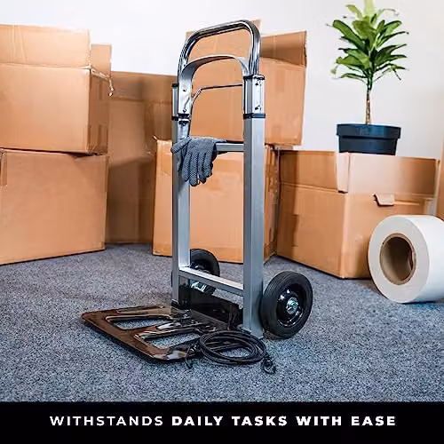 WMR Heavy Duty Aluminium Folding Hand Truck Trolley in Silver, 90kg Max Load Capacity – 7