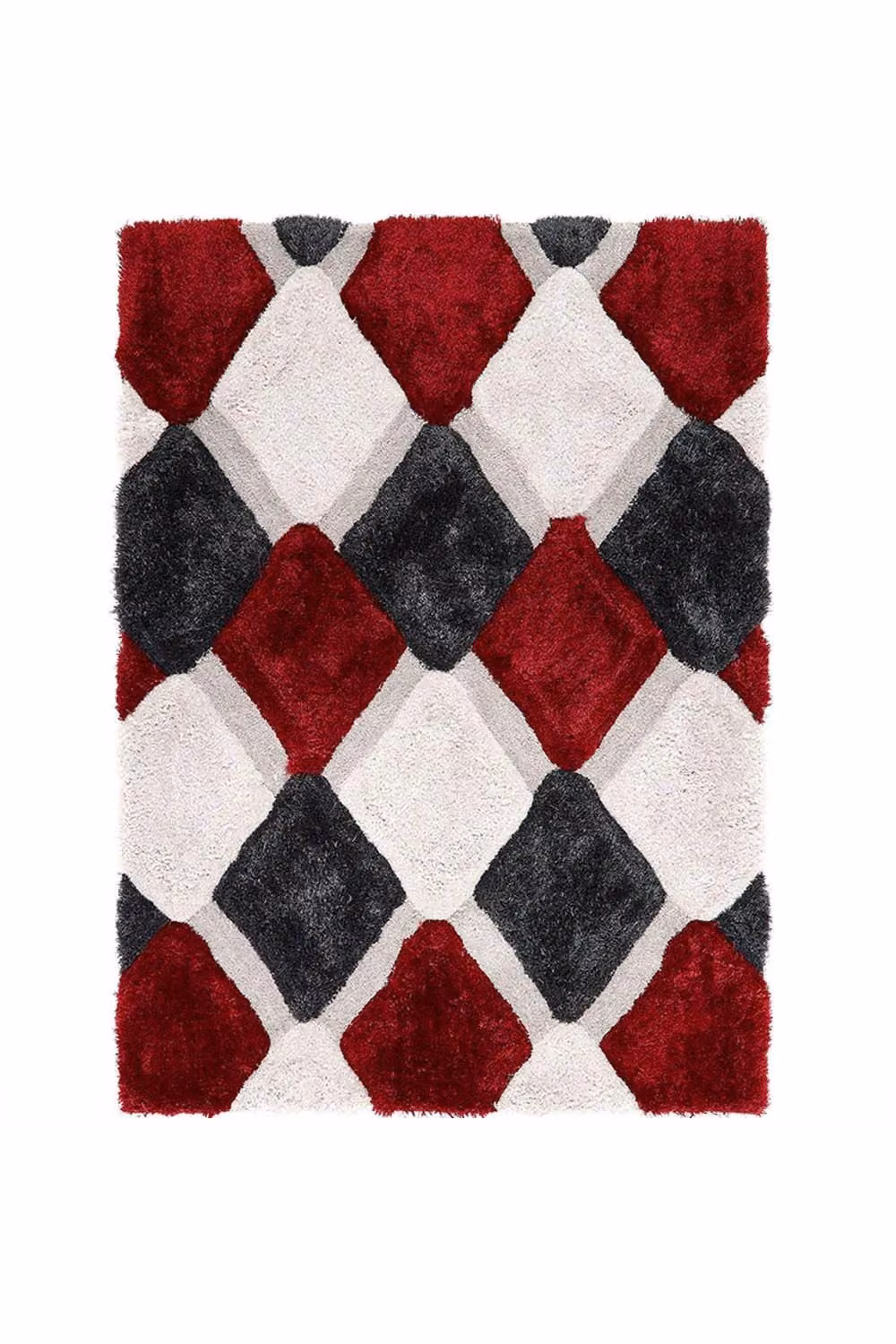 Phoenox Textiles Limited Origins 3D GEO Shaggy Red Geometric Rug, W: 60 cm, D: 110 cm – 2
