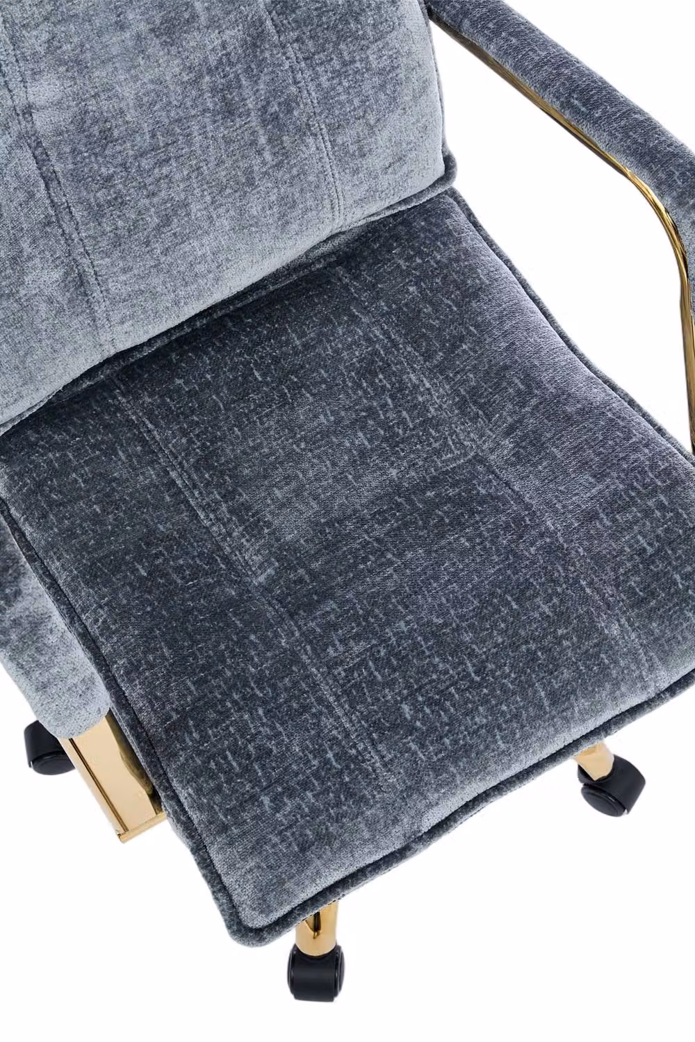 Living and Home Modern Blue Chenille Upholstered Task Chair with 360 Degree Swivel and Armrests – 5